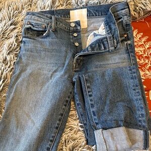 MOTHER Women's Blue Straight Leg Jeans